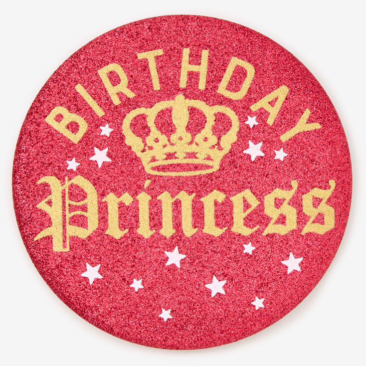 Birthday Princess Red Glitter Button,