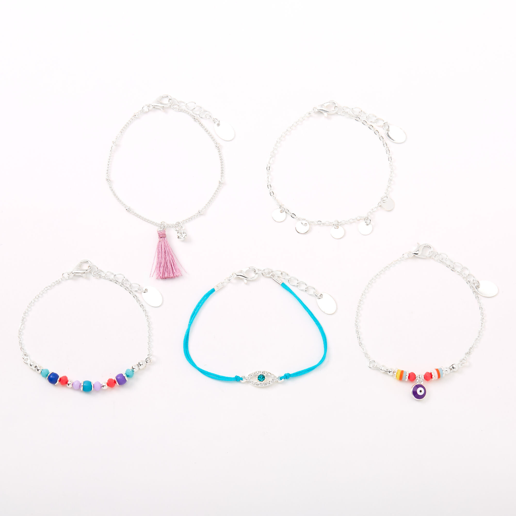Bright Evil Eye Chain Bracelets - 5 Pack,