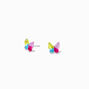 Rainbow Puffy Butterfly Stud Earrings,