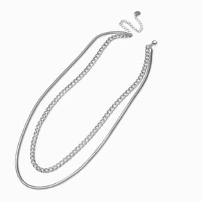 Silver-tone Snake &amp; Cable Chain Multi Strand Necklace,