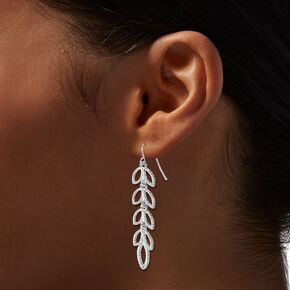 Silver-tone Textured Leaf 2&quot; Drop Earrings,