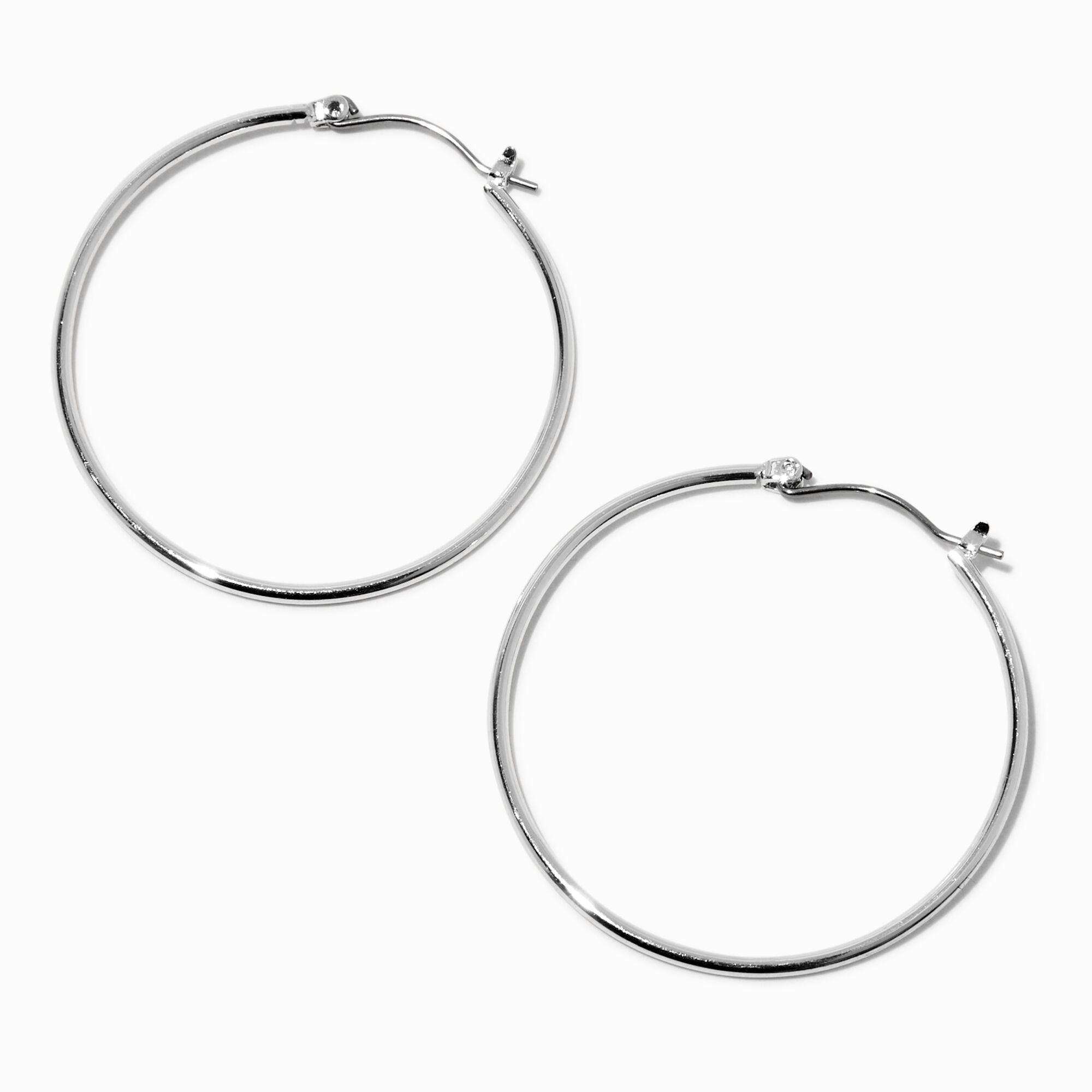 Silver-tone Basic 40mm Hoop Earrings,