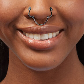 Silver-tone Chain Cubic Zirconia Faux Nose Ring,