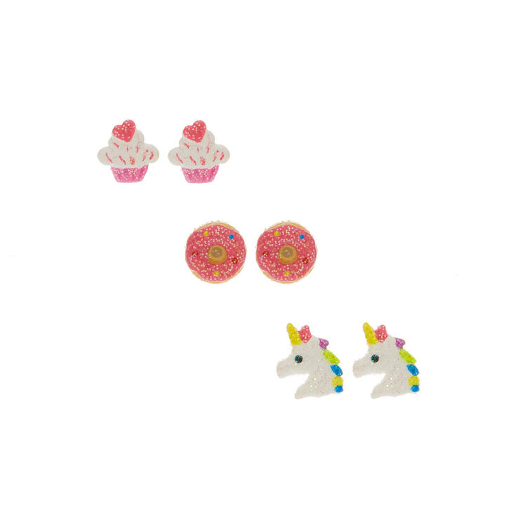 Glitter Unicorn &amp; Treat Stud Earrings,