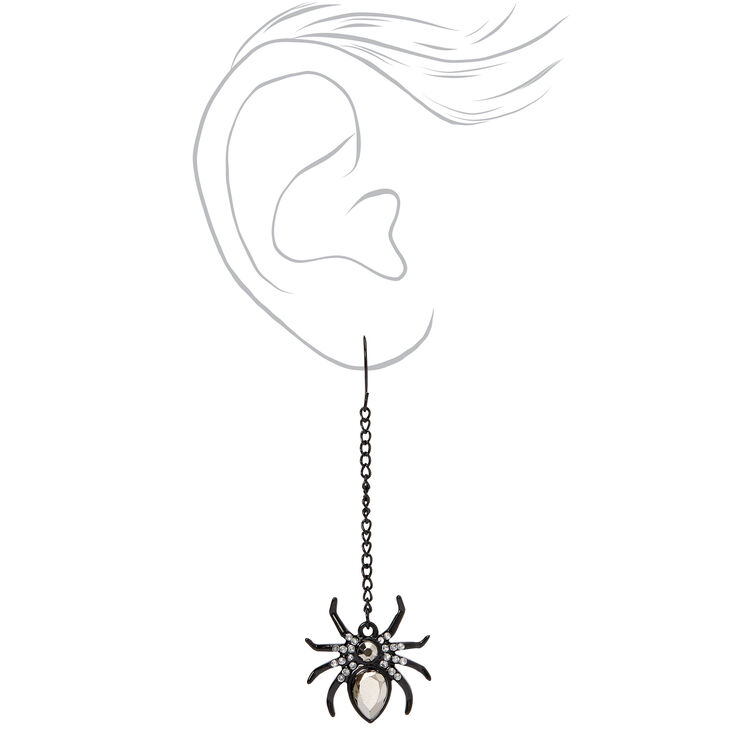 Spider Gem 2.5&quot; Drop Earrings - Black,