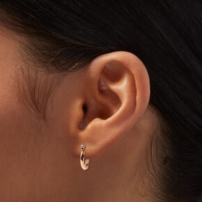 Gold-tone Twisted 10mm Mini Hoop Earrings,