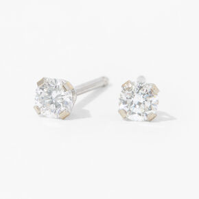 Kit de piercing d&#39;oreilles avec clous d&rsquo;oreilles or 9 carats plaqu&eacute; rhodium avec diamant transparent avec lotion de soin,