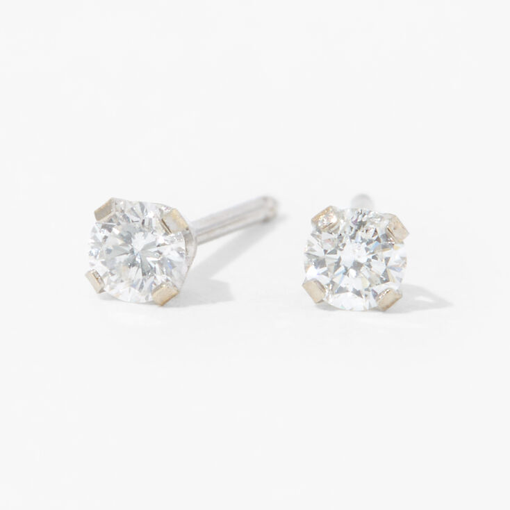 Kit de piercing d&#39;oreilles avec clous d&rsquo;oreilles or 9 carats plaqu&eacute; rhodium avec diamant transparent avec lotion de soin,