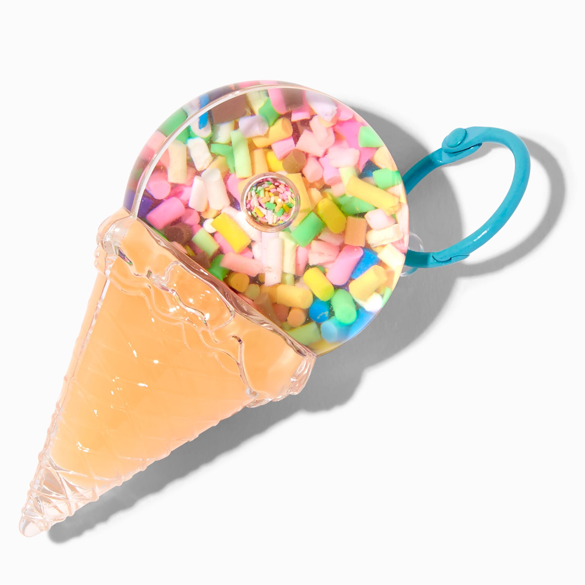 View Claires Sprinkles Ice Cream Cone WaterFilled Glitter Keychain information