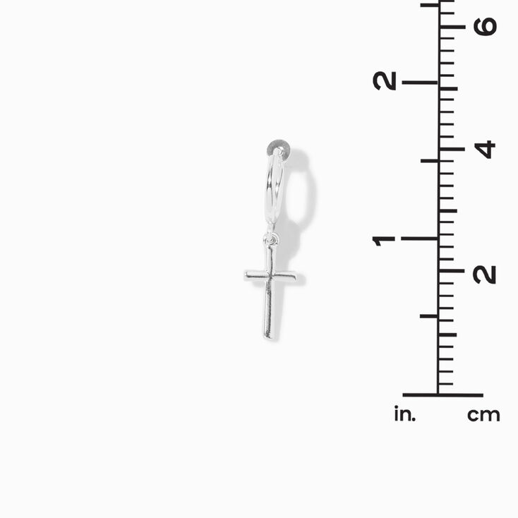 Silver-tone 20mm Cross Clip-On Hoop Earrings,
