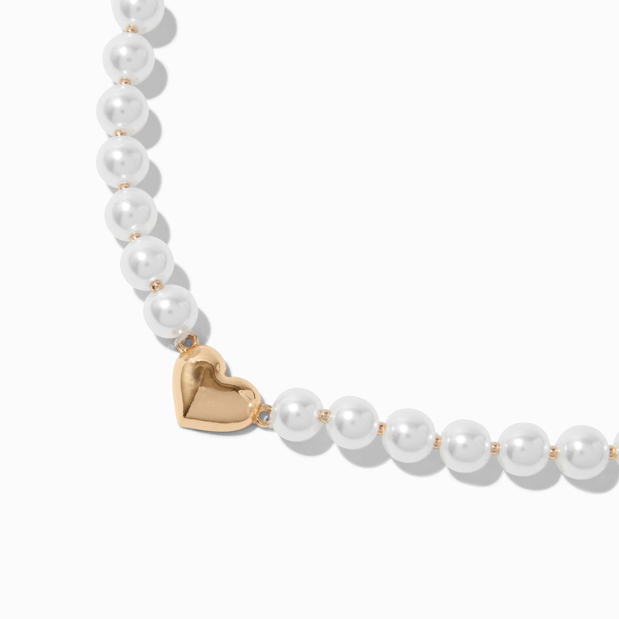 View Mean Girls X Claires Pearl Heart Necklace Gold information