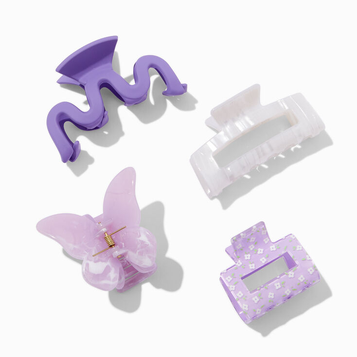 Mixed Purple Butterfly Hair Claws - 4 Pack,