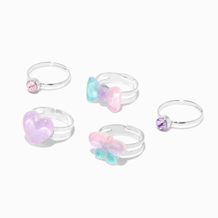 Claire&#39;s Club Pink, Purple &amp; Teal Ombr&eacute; Rings - 5 Pack,