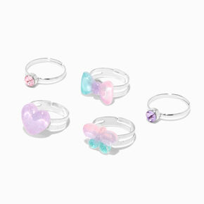 Claire&#39;s Club Pink, Purple &amp; Teal Ombre Rings - 5 Pack,