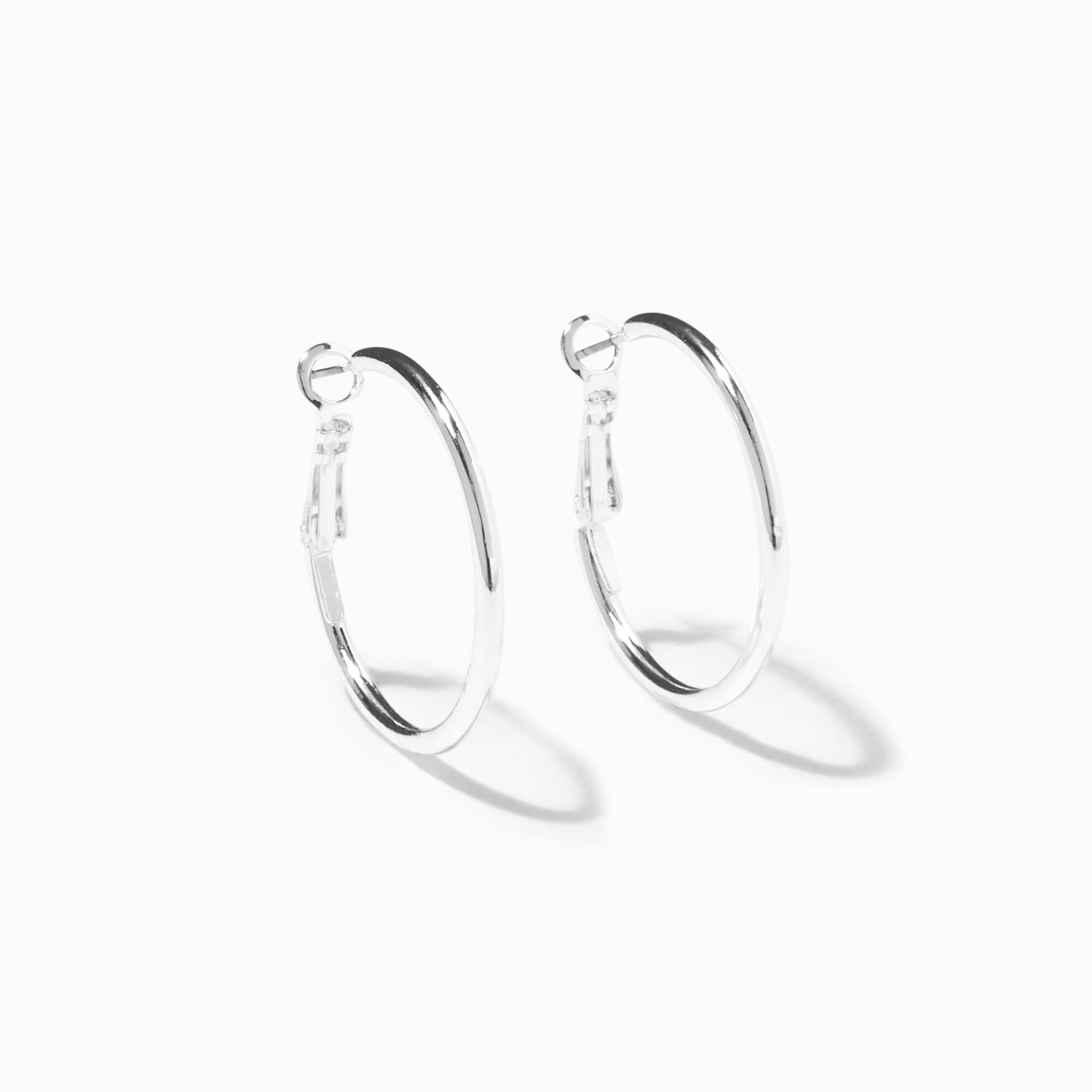 View Claires Tone 30MM Hoop Earrings Silver information