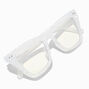Solar Blue Light Reducing White Rectangular Cat Eye Clear Lens Frames,