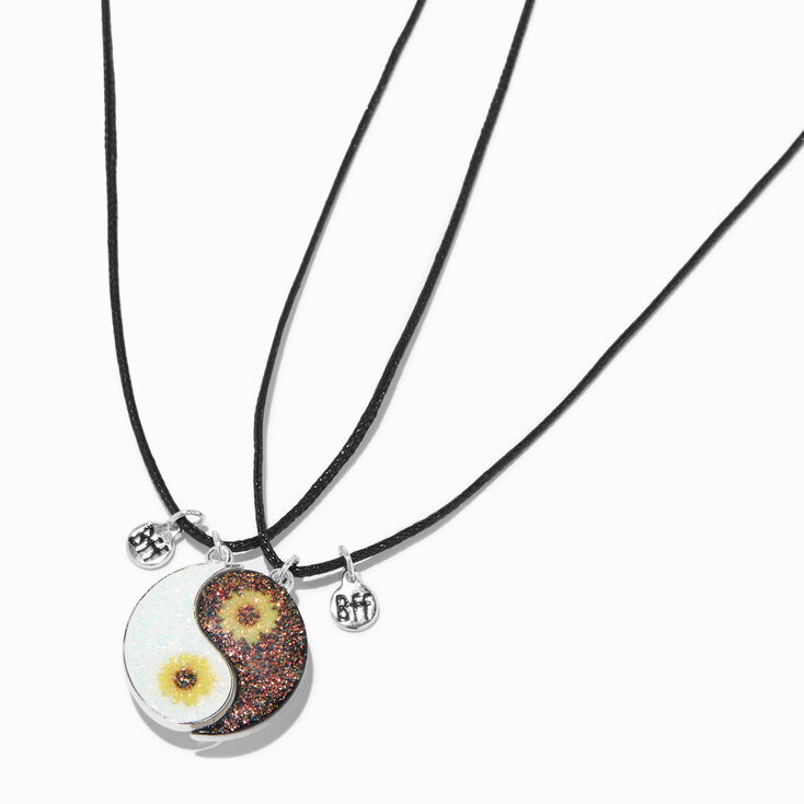 Best Friends Sunflower Yin Yang Pendant Necklaces - 2 Pack,