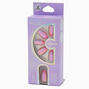 Pink Holographic Short Almond Vegan Faux Nail Set - 24 Pack,