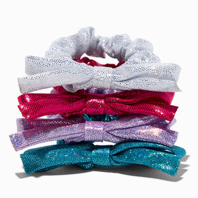 Claire&#39;s Club Jewel Tone Metallic Bow Hair Scrunchies - 4 Pack,