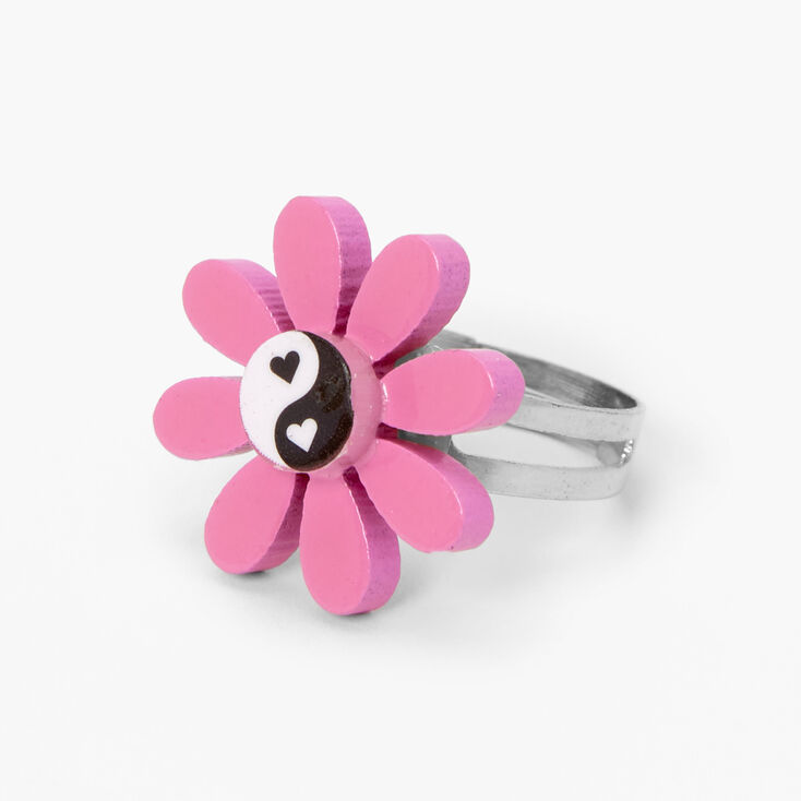 Pink Yin-Yang Flower Ring,