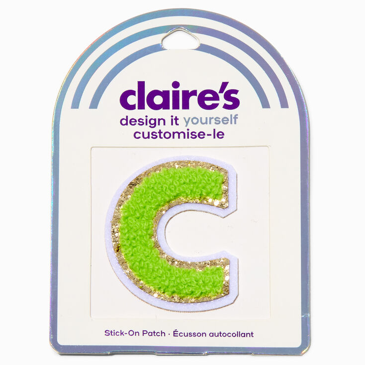 Lime Green C Initial Stick-On Patch,