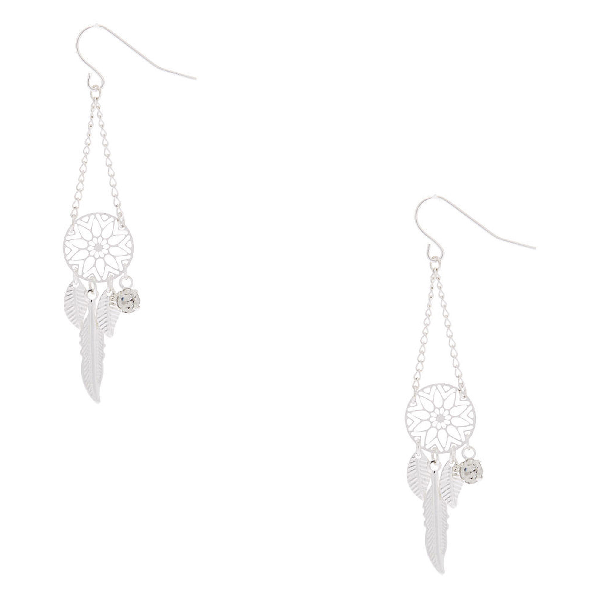 View Claires 2 Dreamcatcher Drop Earrings Silver information