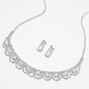 White Pearl &amp; Silver Rhinestone Scalloped Choker  &amp; Drop Earrings Set - 2 Pack,