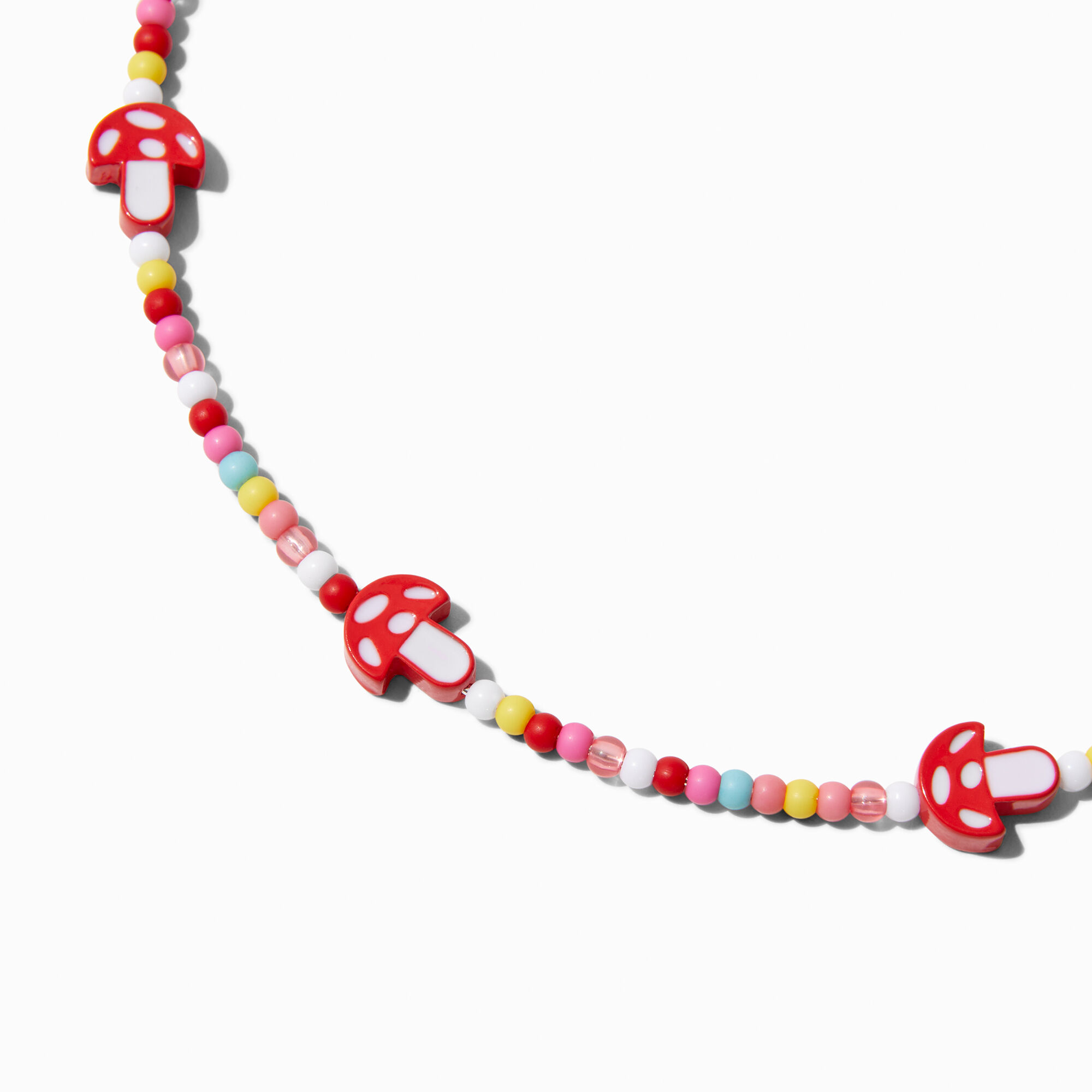 View Claires Mushroom Beaded Choker Necklace Red information