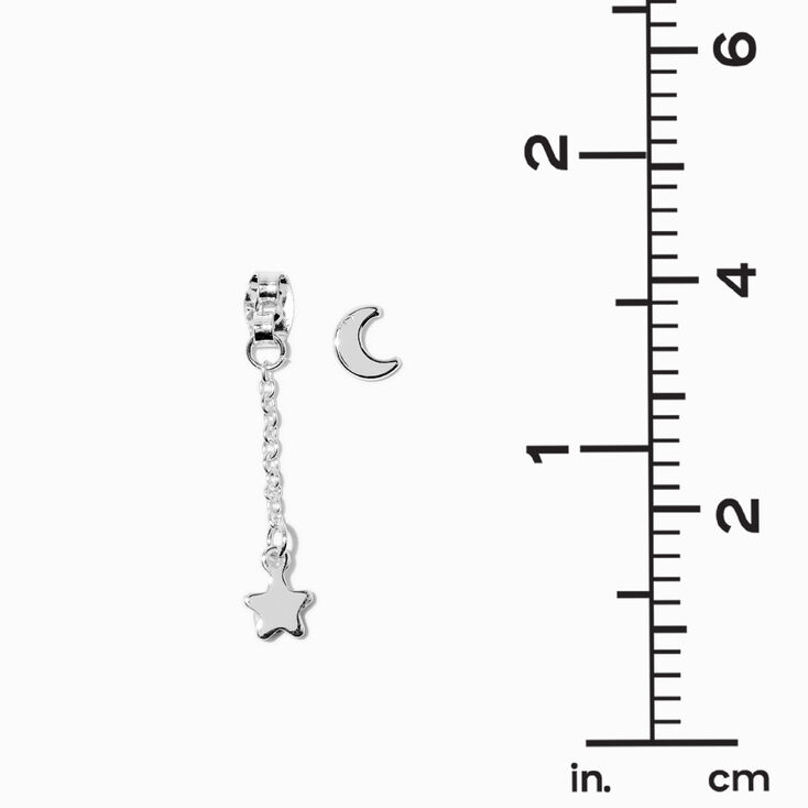 Silver-tone Front &amp; Back Celestial 1&quot; Linear Drop Earrings,