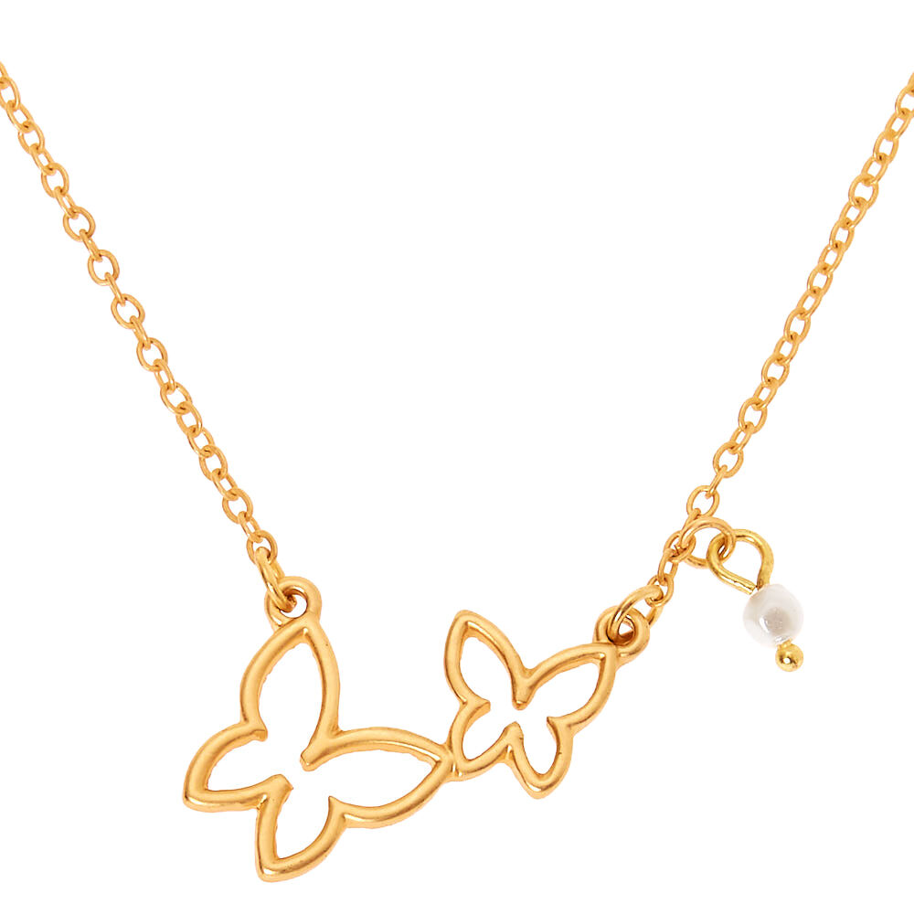 Gold Double Butterfly Pendant Necklace