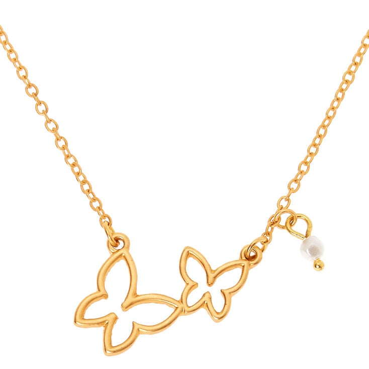 Gold Double Butterfly Pendant Necklace | Claire's