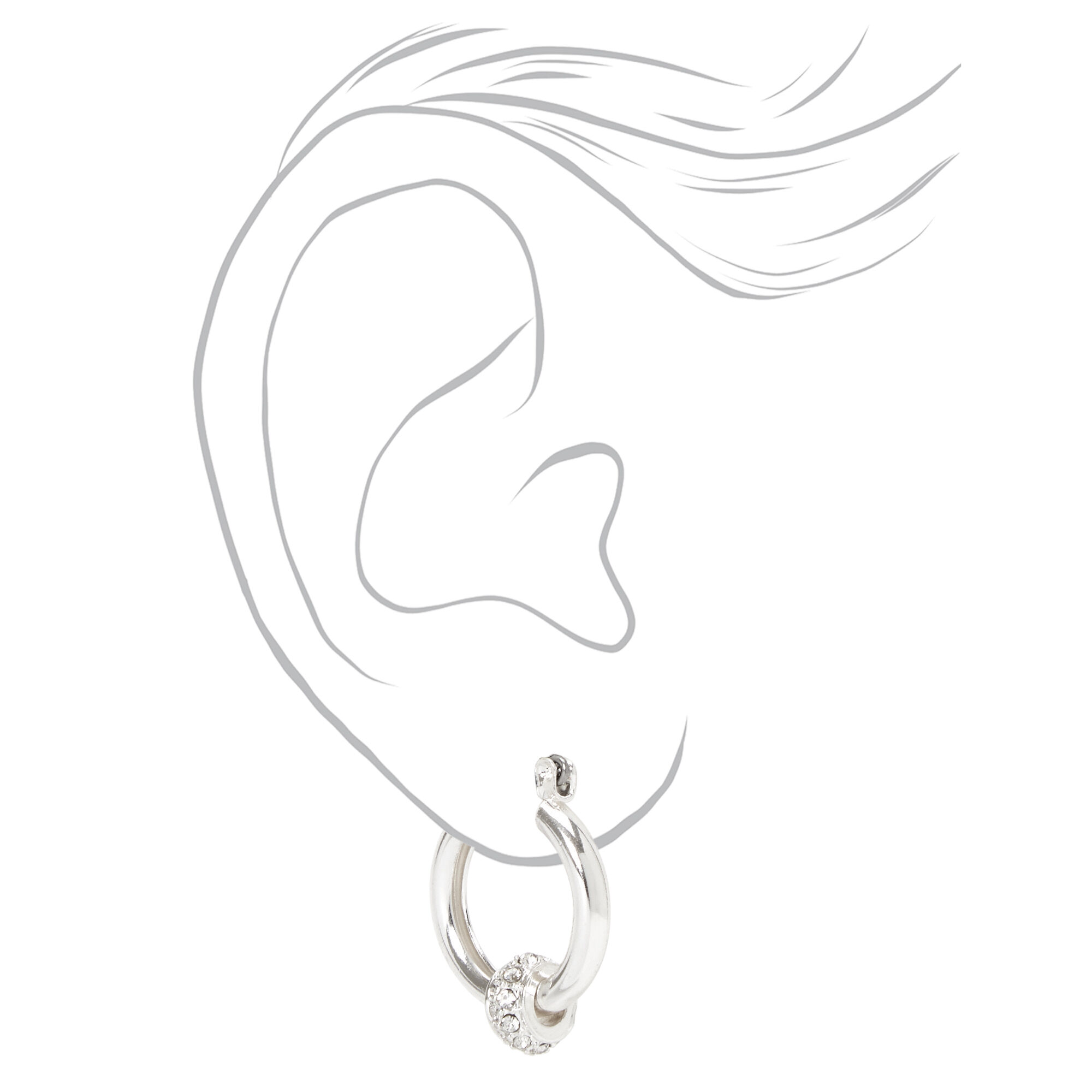 Silver 20MM Embellished Ball Hoop Earrings,