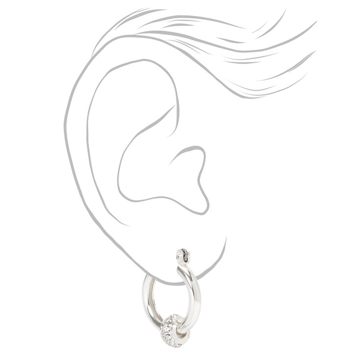 Silver 20MM Embellished Ball Hoop Earrings,
