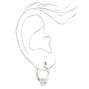 Silver 20MM Embellished Ball Hoop Earrings,