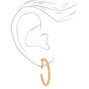 Gold 30MM Beaded Look Hoop Clip On Earrings,