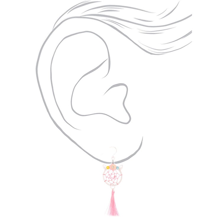 Pink Unicorn Dreamcatcher 2&quot; Drop Earrings ,