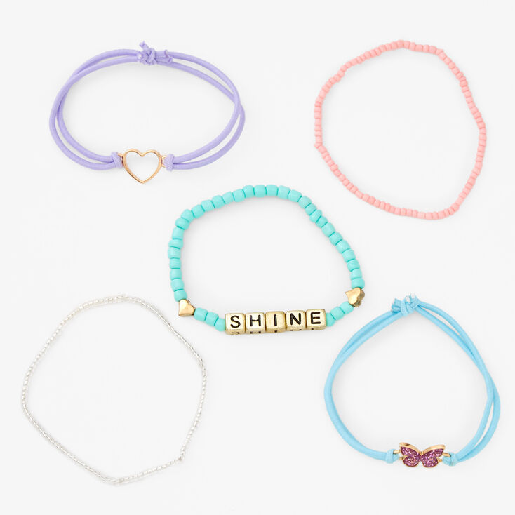 Shine Novelty Beaded Stretch Bracelets - 5 Pack,