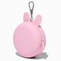Porte-cl&eacute;s porte-monnaie en silicone sup&eacute;rette donut saupoudr&eacute; lapin rose,