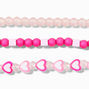 Pink Heart Beaded Stretch Bracelets - 3 Pack,