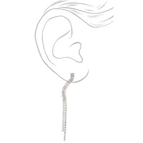 Silver Rhinestone 2.5&quot; Snake Drop Earrings,