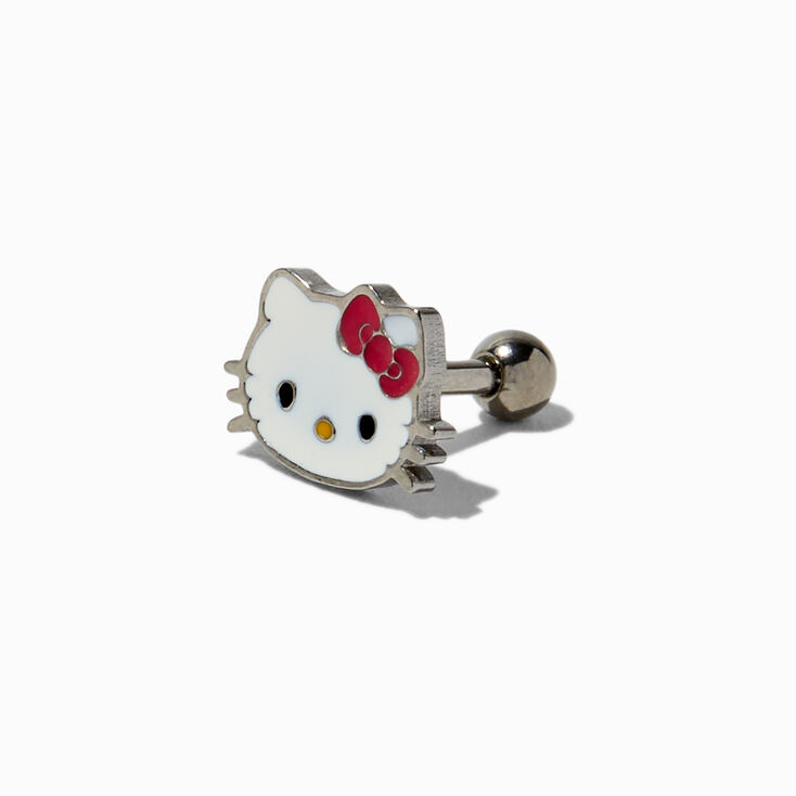 Boucle d&rsquo;oreille pour piercing au cartilage 1,2&nbsp;mm visage en acier inoxydable Hello Kitty&reg;,