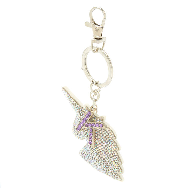 Bling Unicorn Initial Keychain - K,