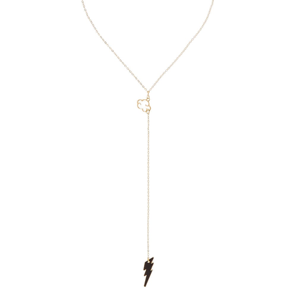Gold Tone Lightning Bolt Necklace,