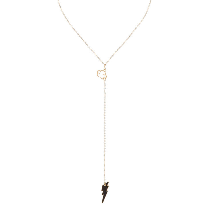 Gold Tone Lightning Bolt Necklace,