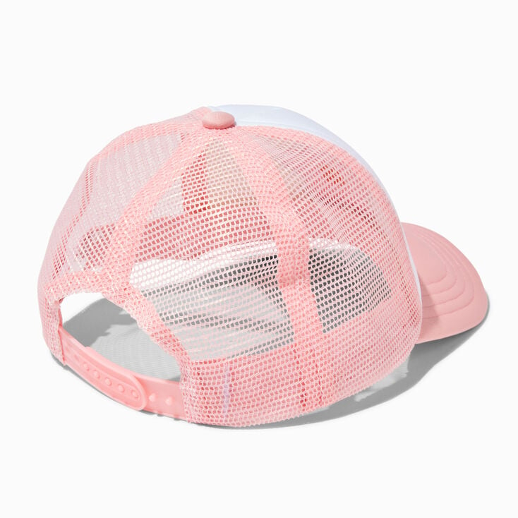 Claire&#39;s Club Pink Flower Trucker Hat,