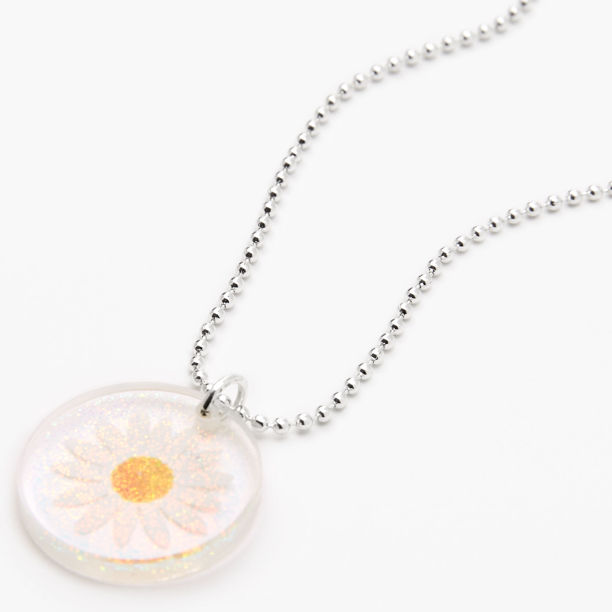 Daisy Glitter Silver Necklace,