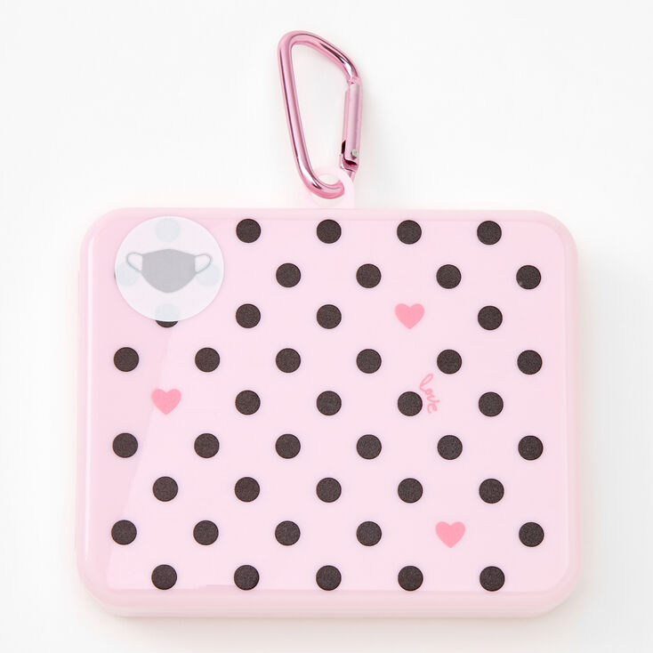Claire's Étui pour masque cœur à pois - Rose clair