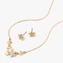 Gold Rhinestone Star Clusters Necklace &amp; Earring Set - 2 Pack,