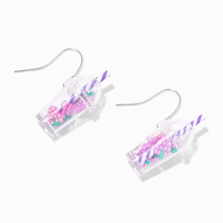 Silver 1&#39;&#39; Grape Drink Drop Earrings,