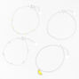 Silver Lemon Beaded Chain Bracelets - Yellow, 4 Pack,